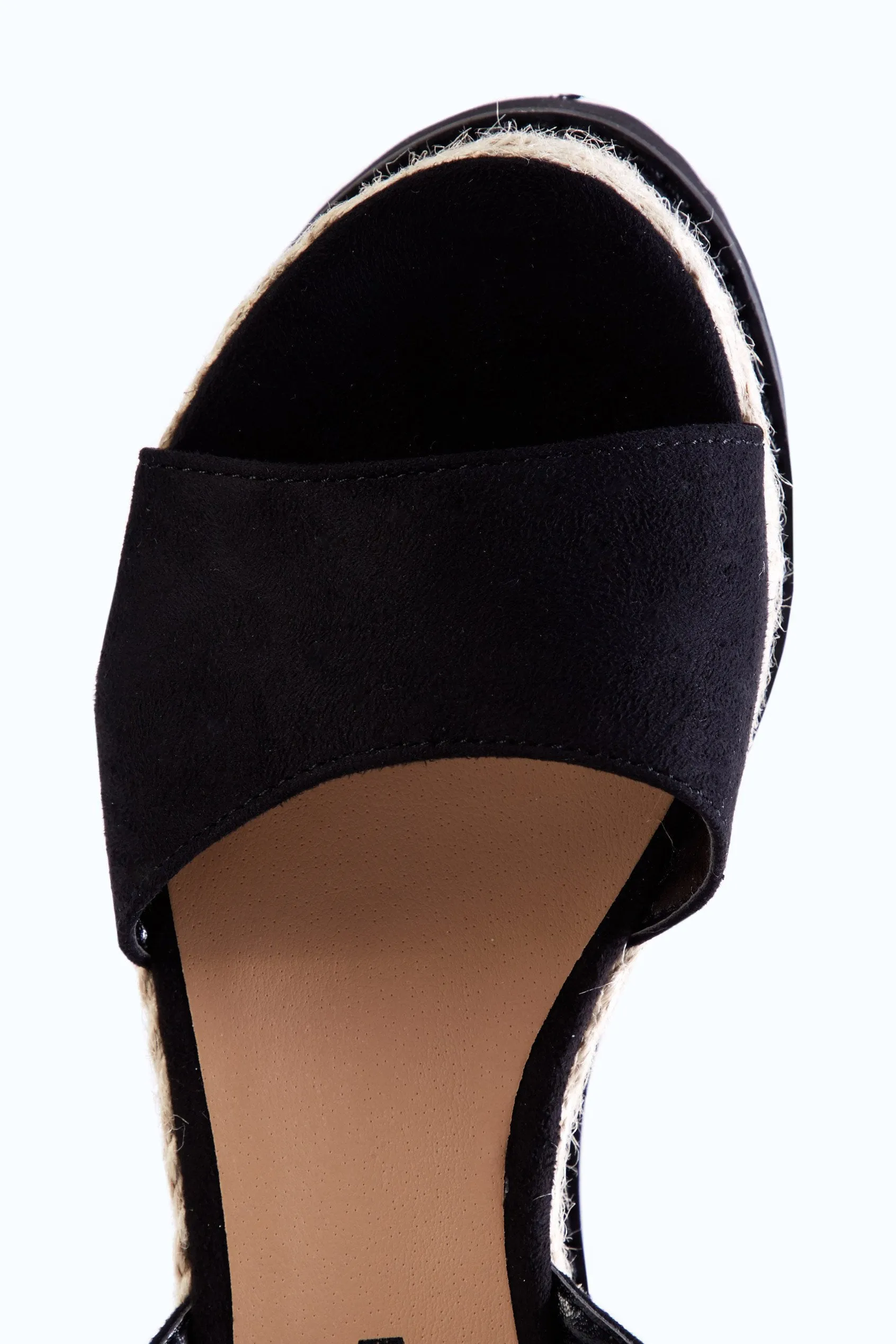 Black Wedge Open Toe Espadrilles
