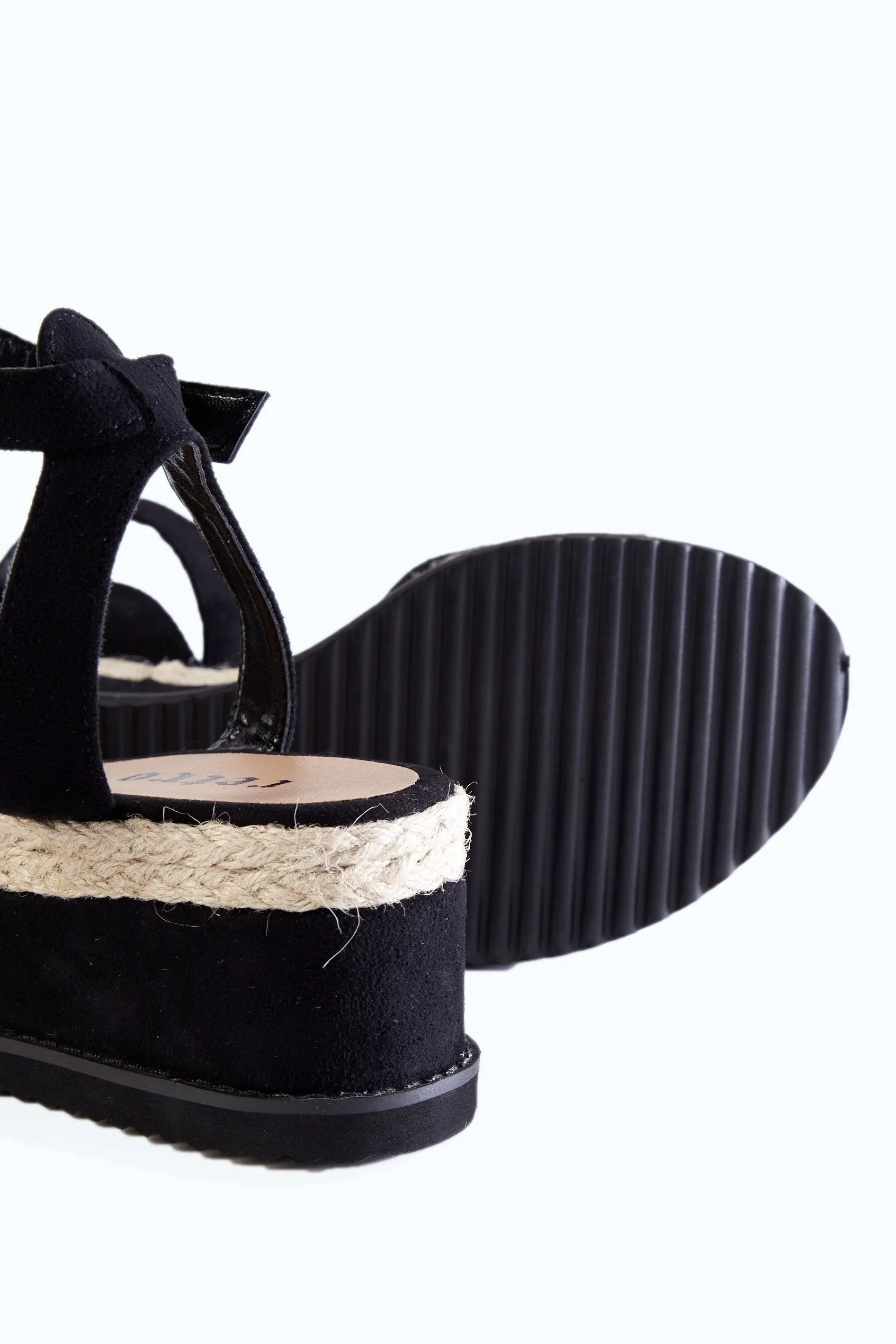 Black Wedge Open Toe Espadrilles