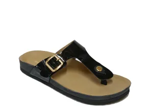 Docksteps Women's Black Patent Leather Thongs DSE105459