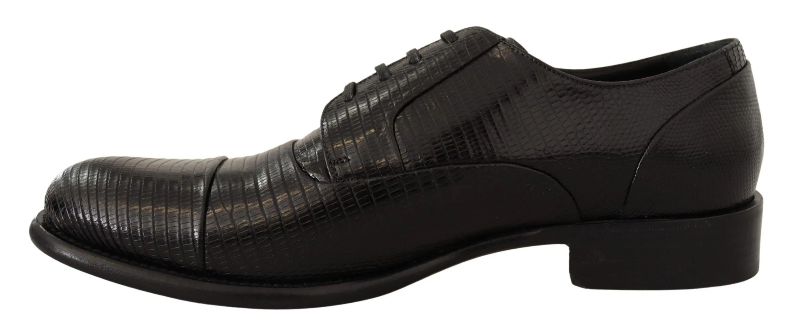 Dolce & Gabbana Elegant Black Lizard Skin Derby Sko