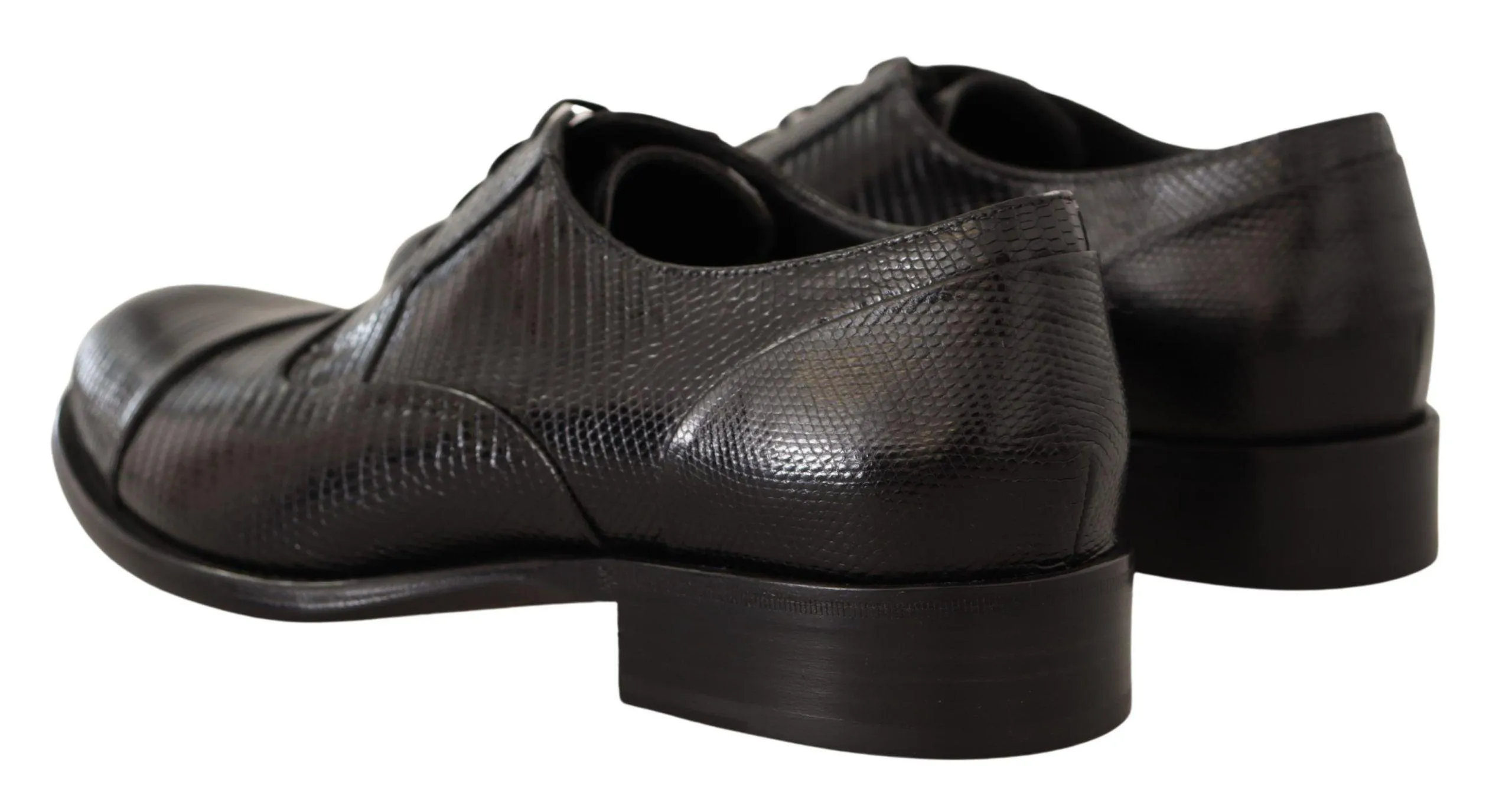 Dolce & Gabbana Elegant Black Lizard Skin Derby Sko