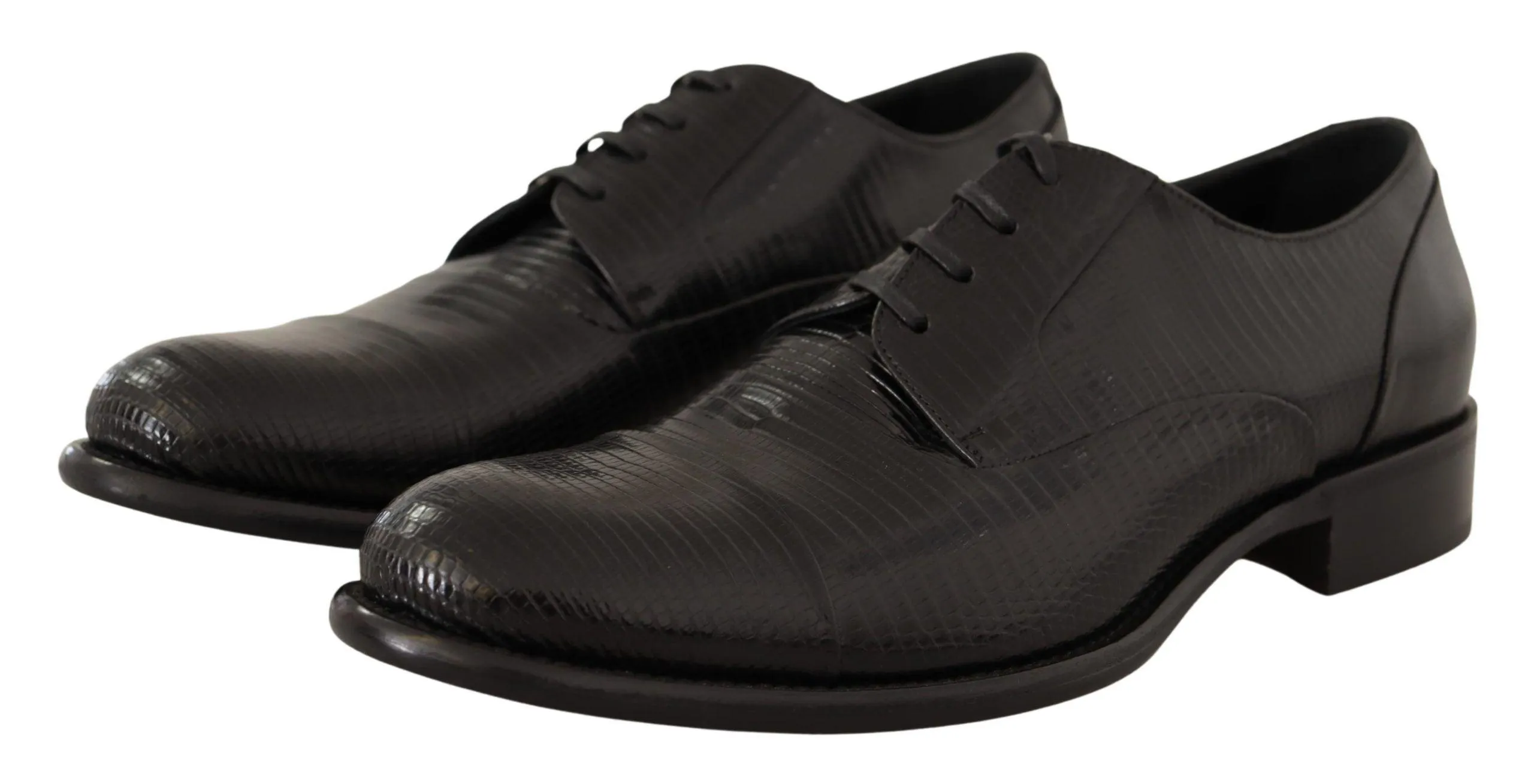 Dolce & Gabbana Elegant Black Lizard Skin Derby Sko