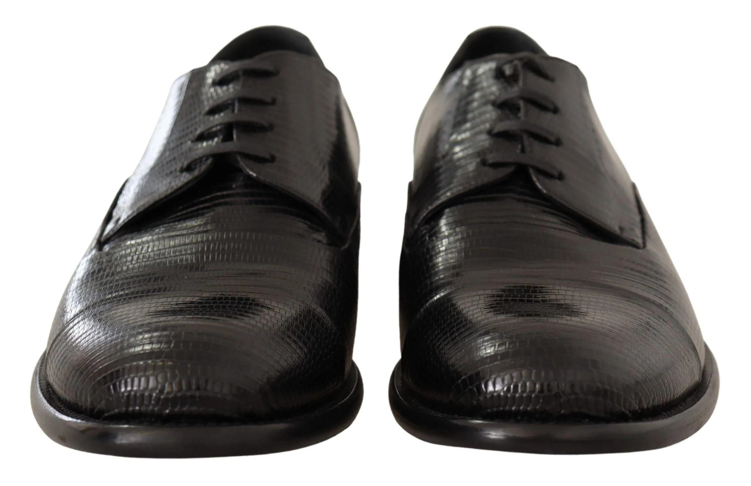 Dolce & Gabbana Elegant Black Lizard Skin Derby Sko