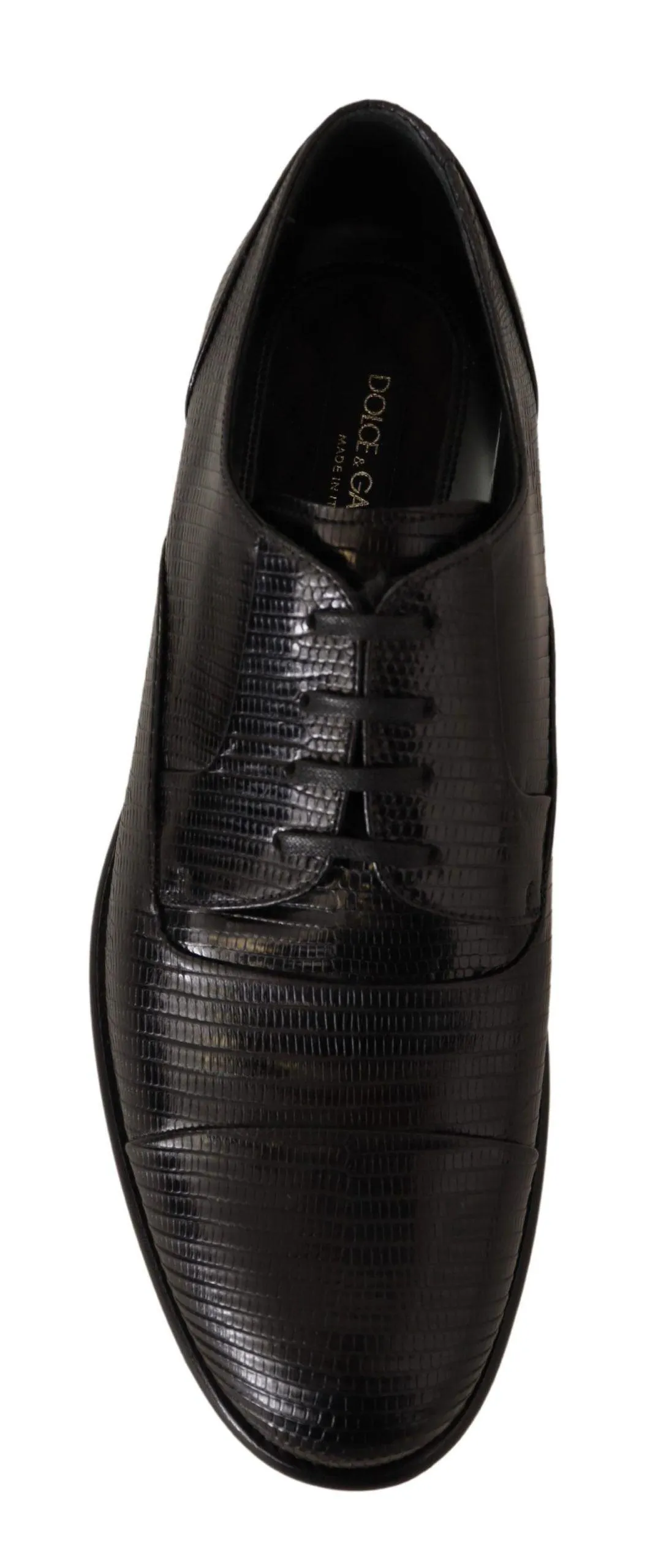 Dolce & Gabbana Elegant Black Lizard Skin Derby Sko