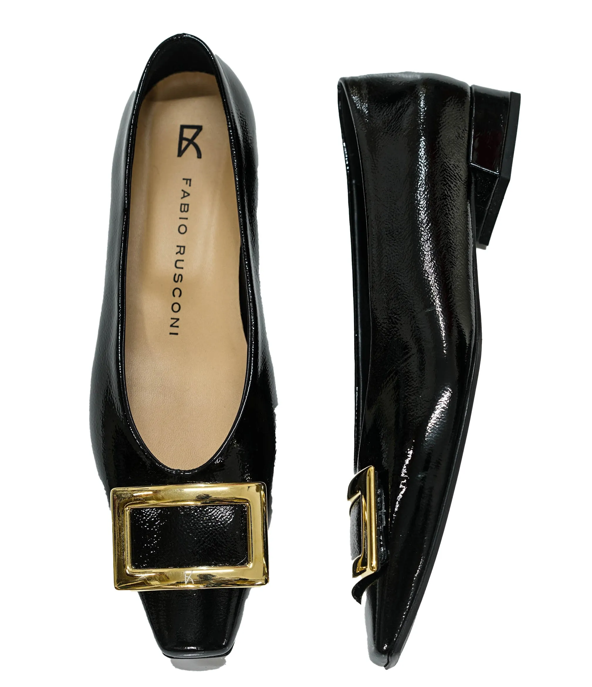 Fabio Rusconi Women’s Black Patent Leather Buckle Shoe 6515