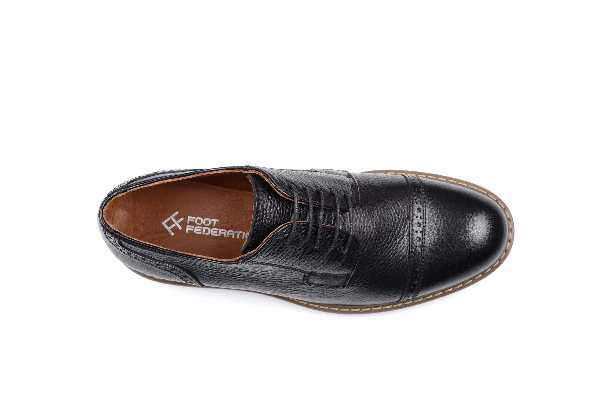 FOOT FEDERATION DERBY CAP-TOE MENS SHOE BLACK