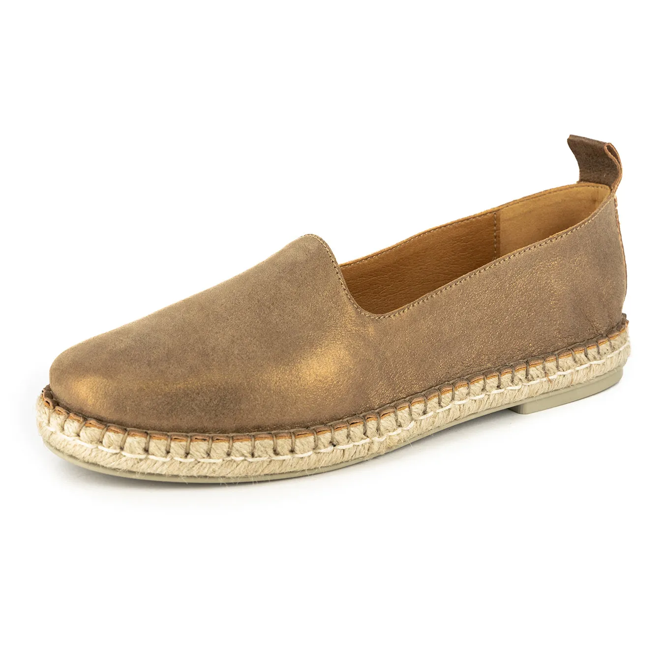 Indzima : Ladies Leather Espadrille Shoe in Beige Spirit