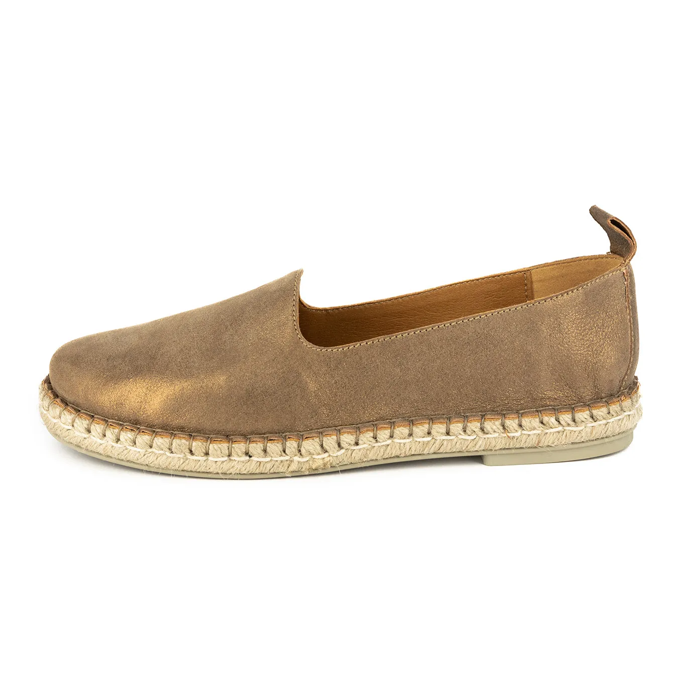 Indzima : Ladies Leather Espadrille Shoe in Beige Spirit