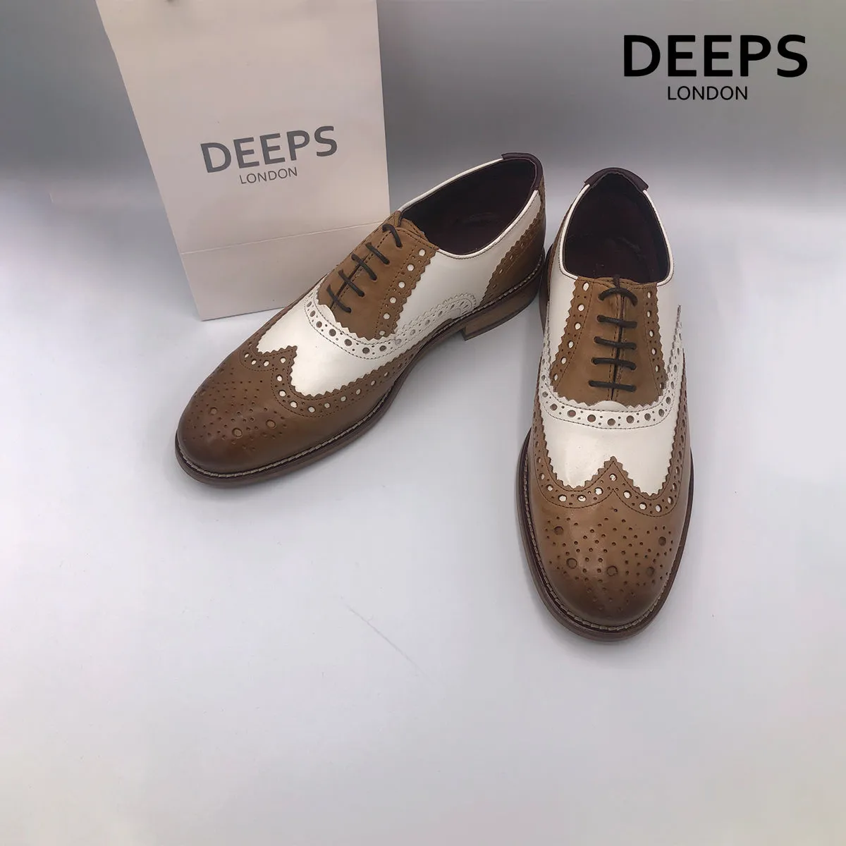 JIM LONDON BROGUES HANDCRAFTED GATSBY MEN'S SHOES BLACKWHITE