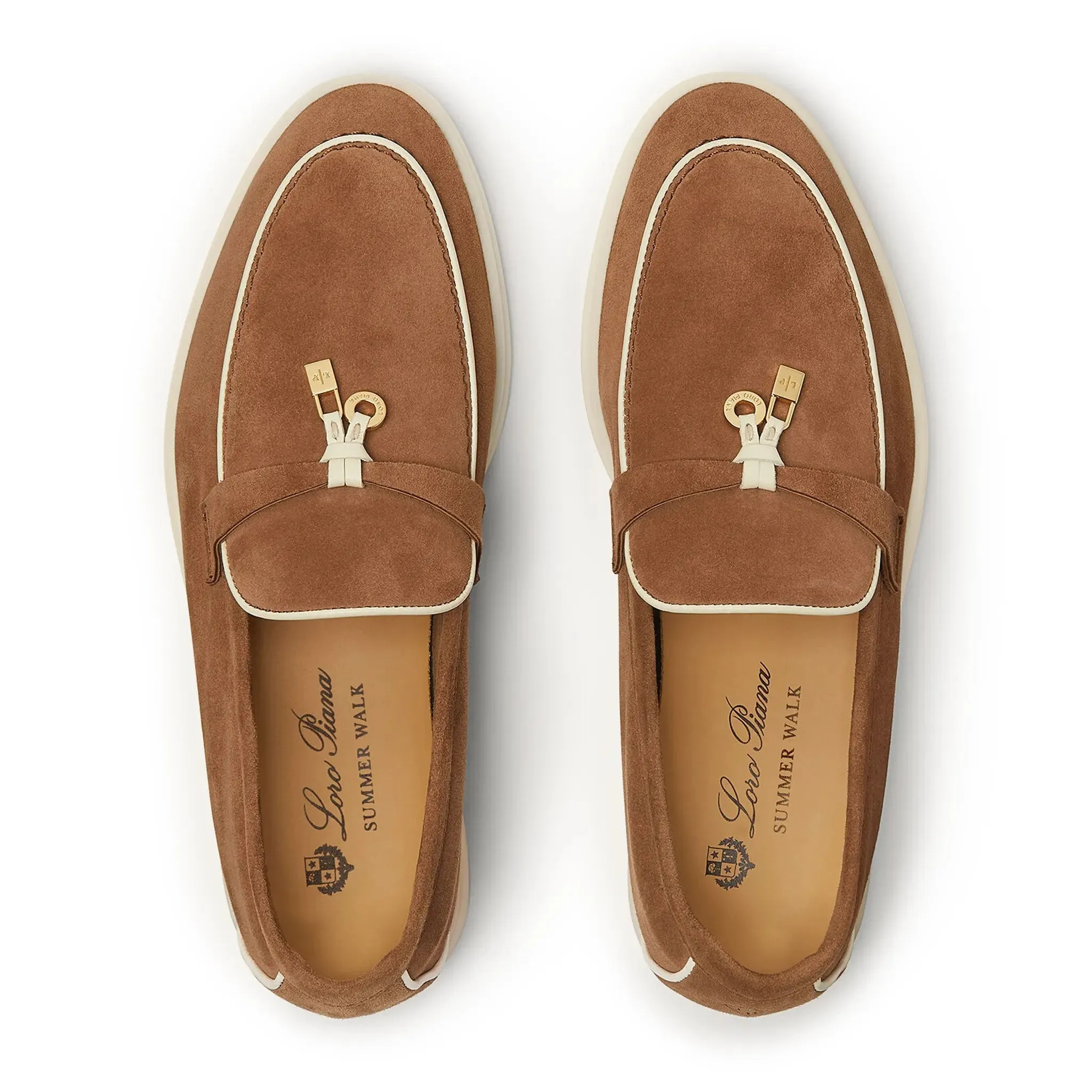 Loro Piana Summer Charms Walk Suede Goatskin Mole Loafers