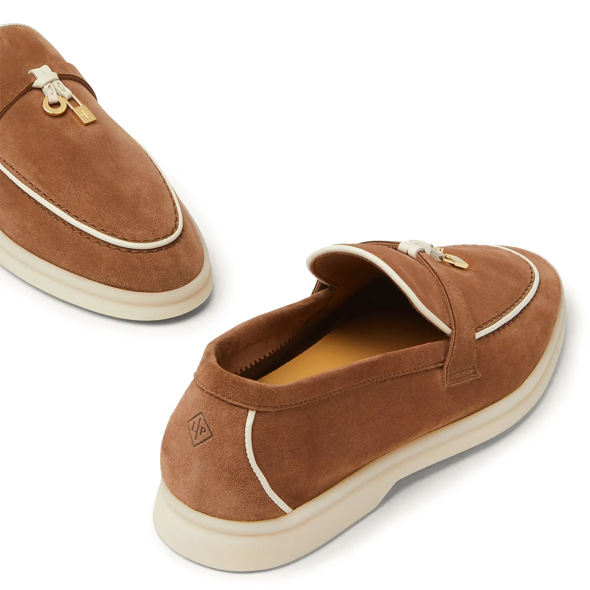 Loro Piana Summer Charms Walk Suede Goatskin Mole Loafers