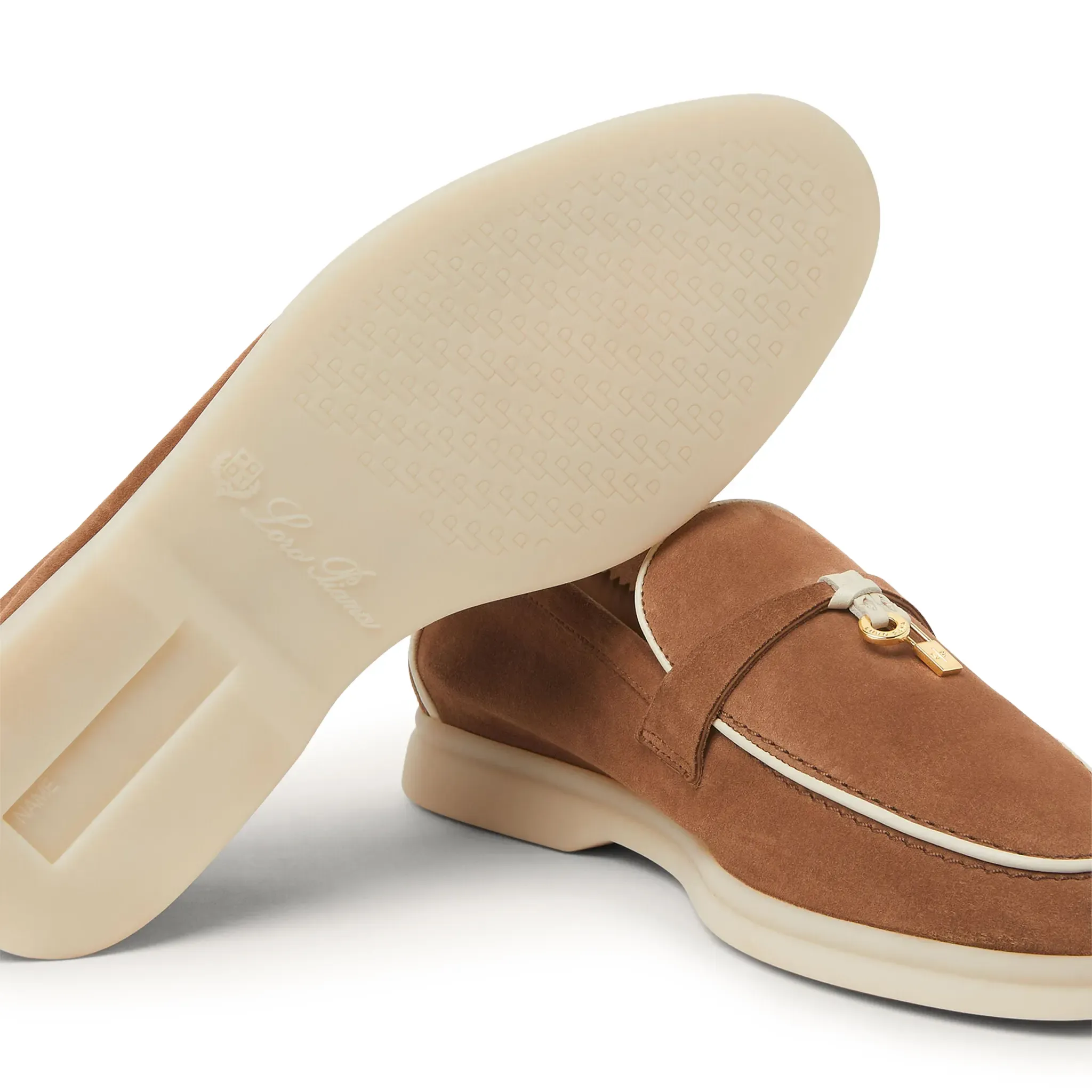 Loro Piana Summer Charms Walk Suede Goatskin Mole Loafers