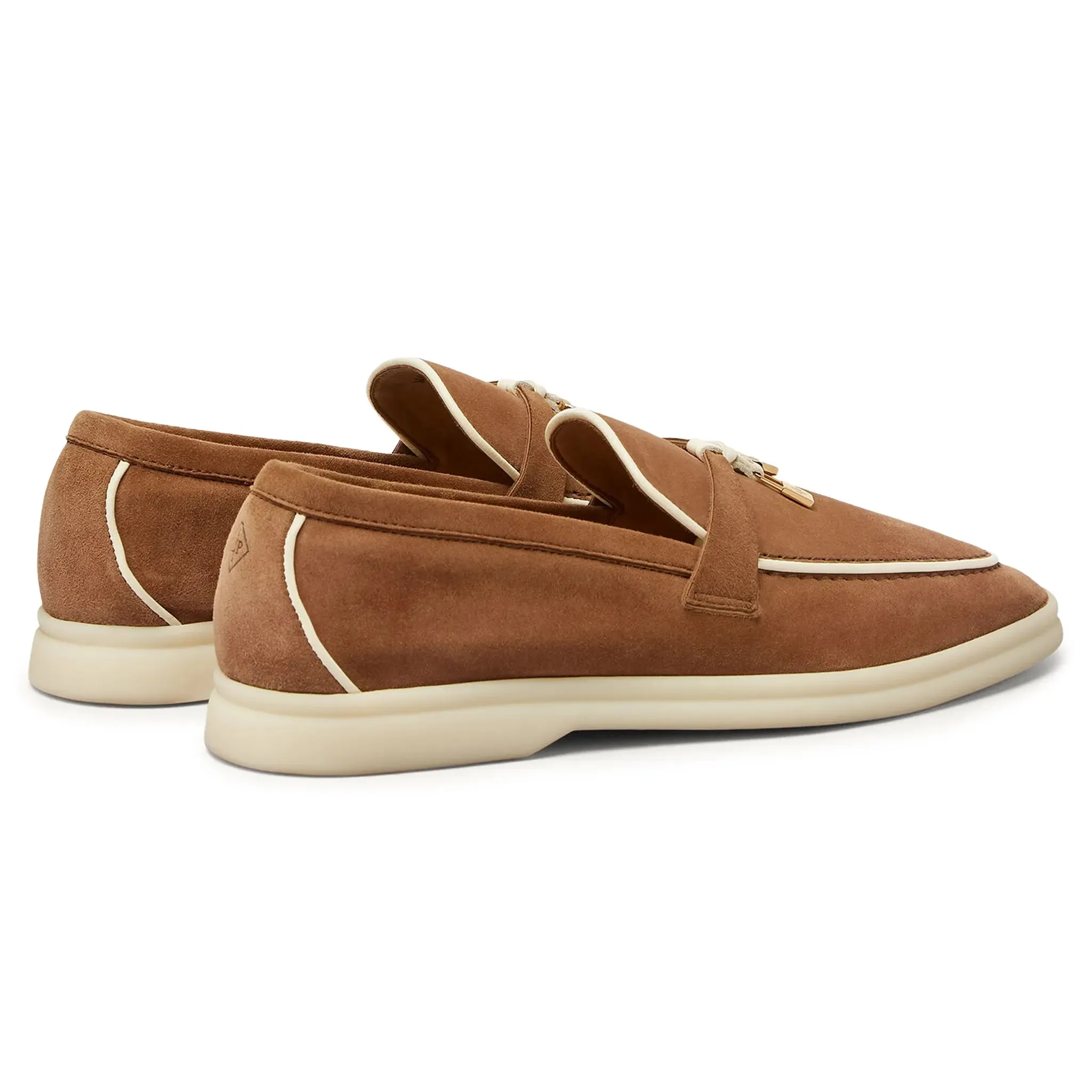 Loro Piana Summer Charms Walk Suede Goatskin Mole Loafers