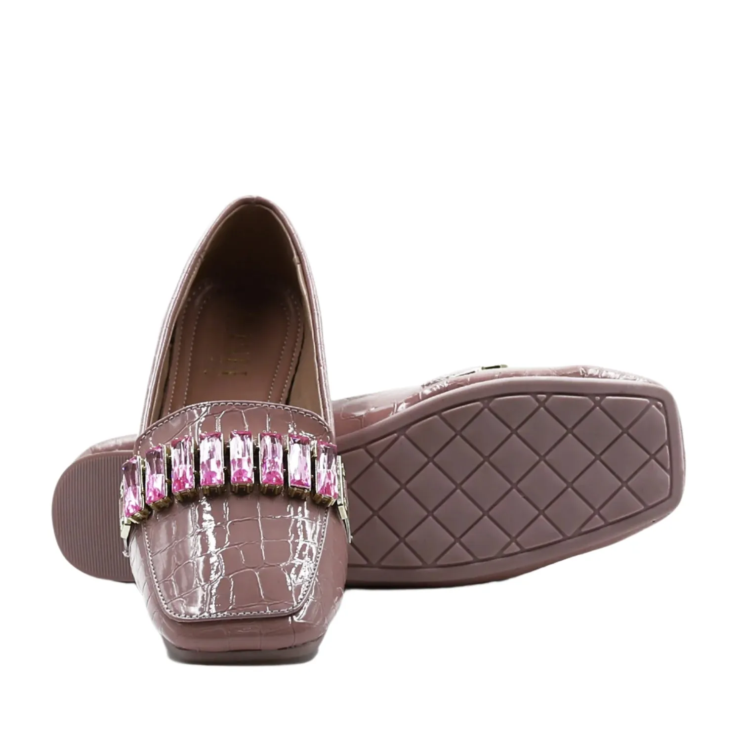 Nude Pink Slip-On Croco Belli