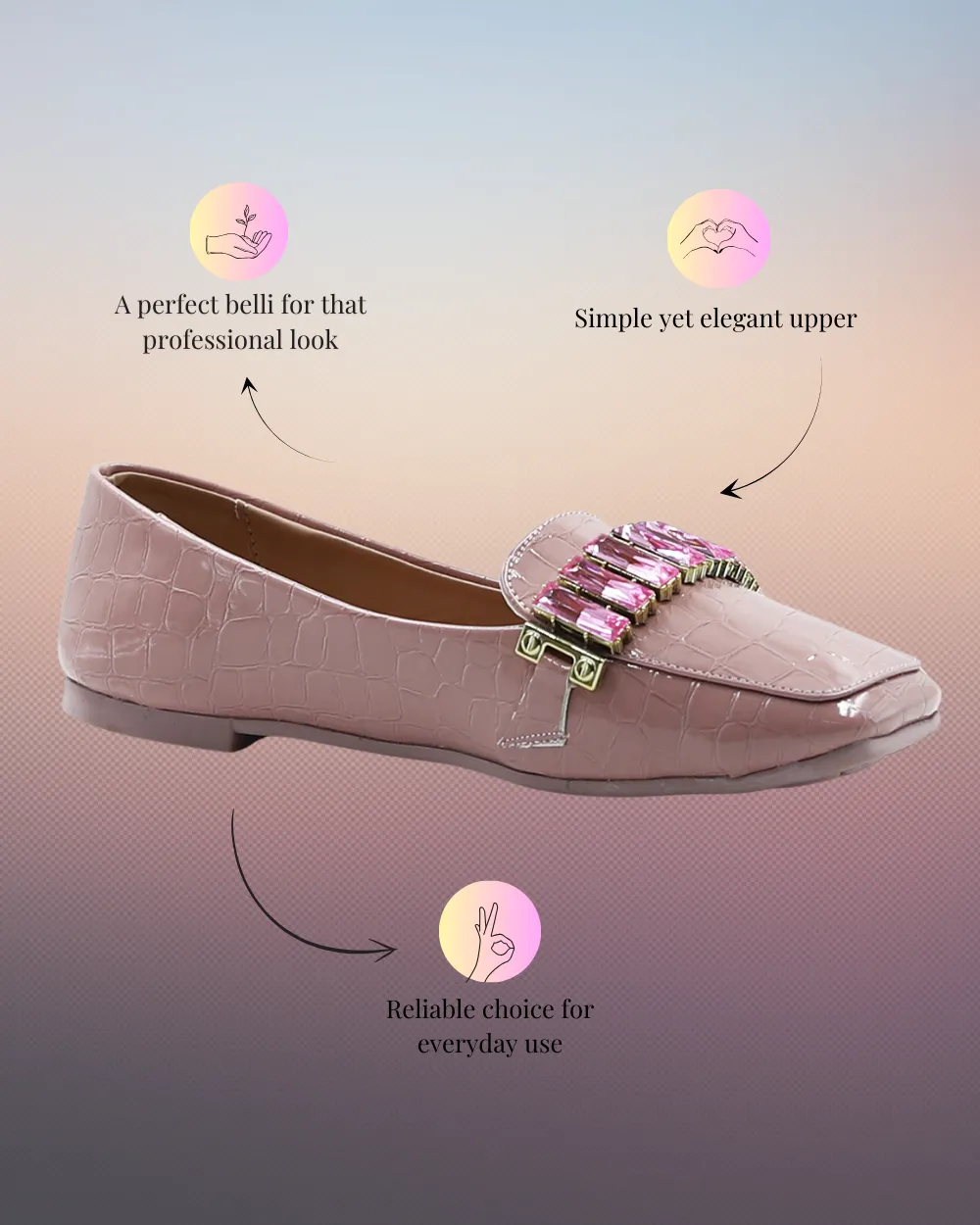 Nude Pink Slip-On Croco Belli