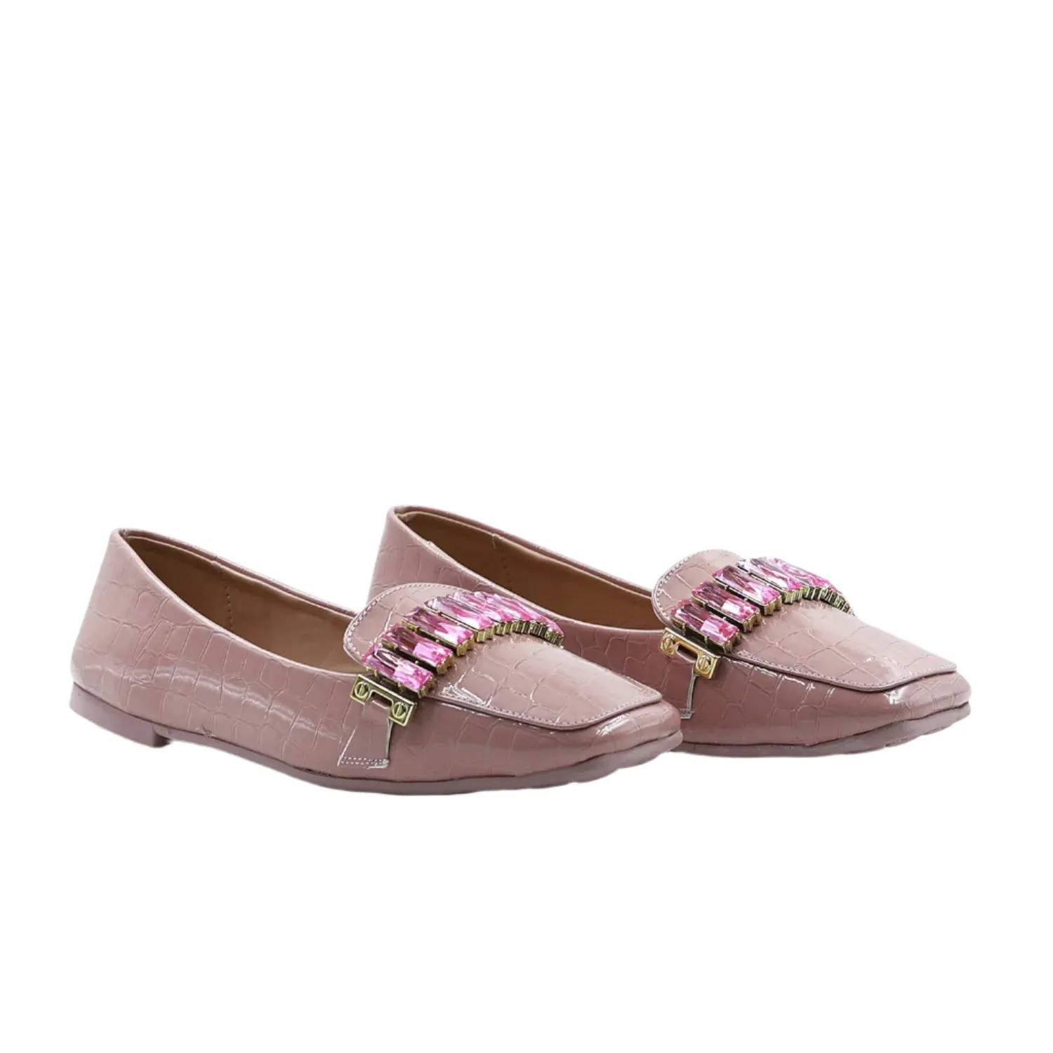 Nude Pink Slip-On Croco Belli