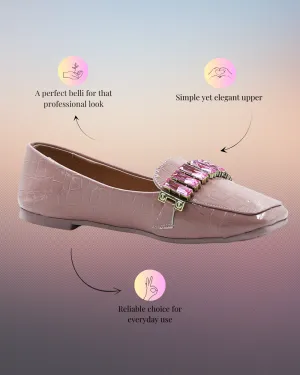 Nude Pink Slip-On Croco Belli