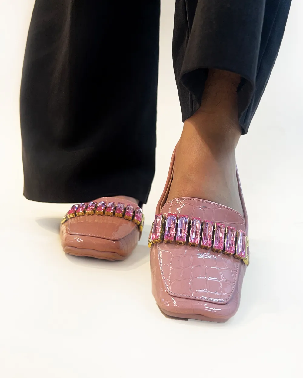 Nude Pink Slip-On Croco Belli