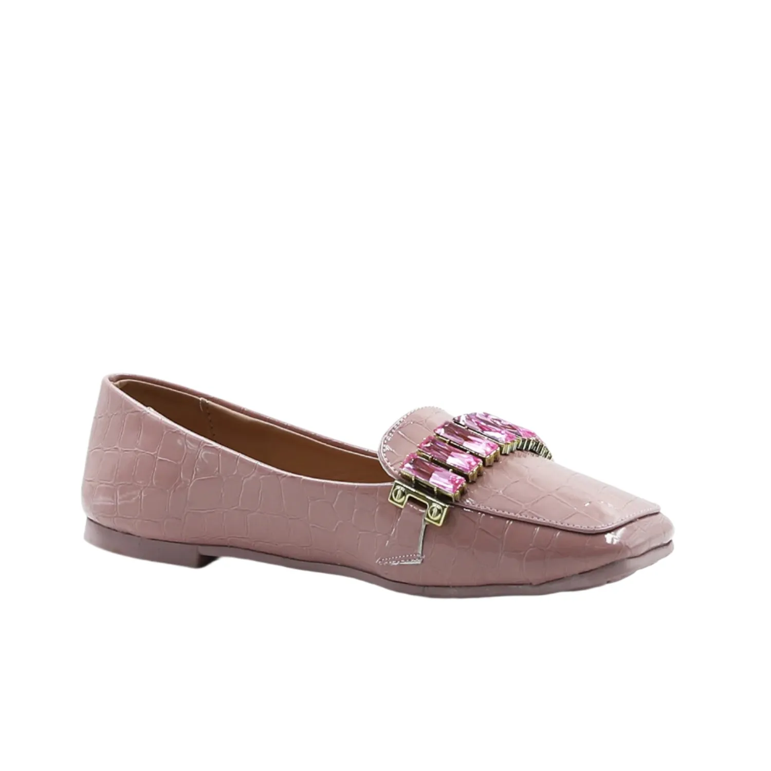Nude Pink Slip-On Croco Belli