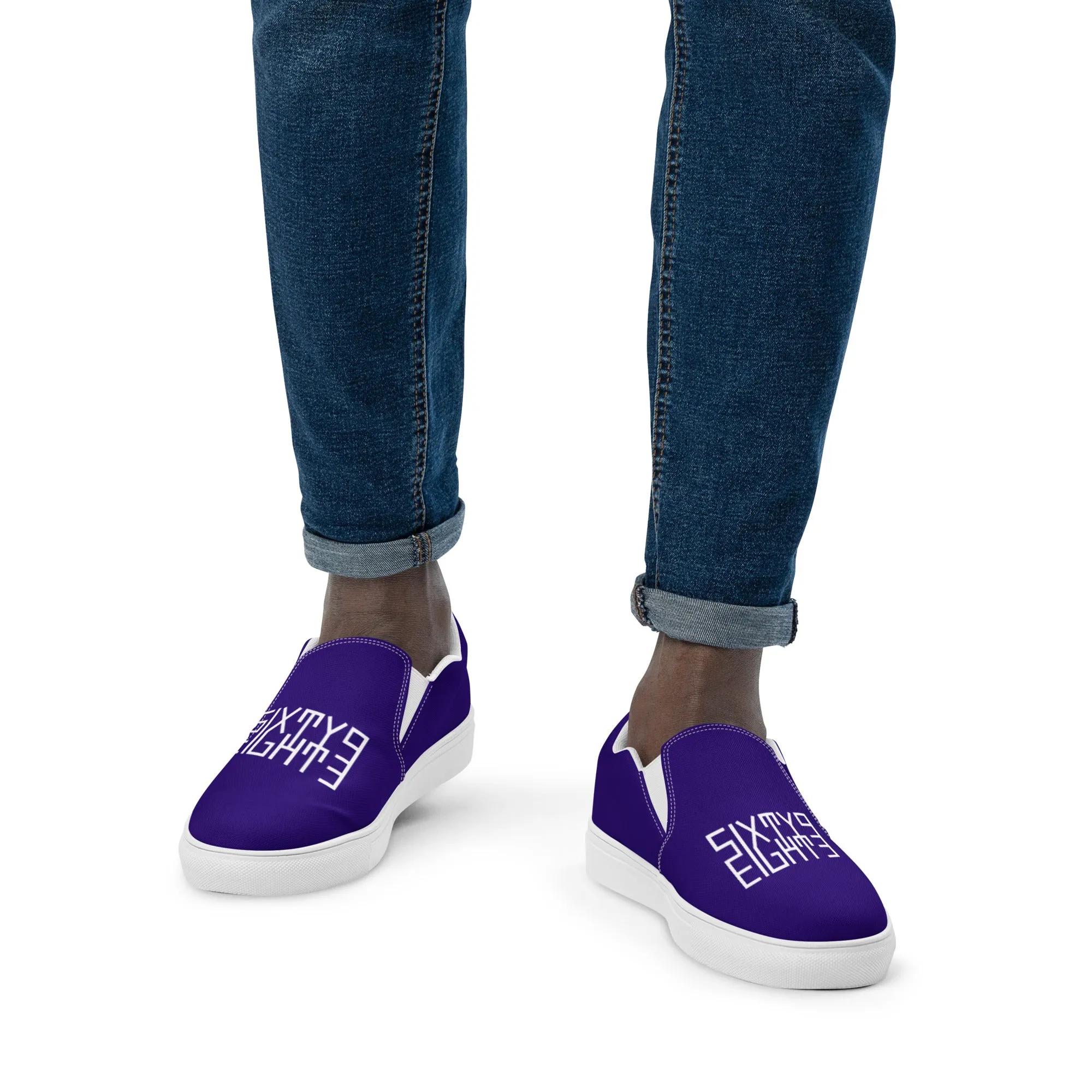 Sixty Eight 93 Logo White & Royal Blue Men's Slip On Shoes