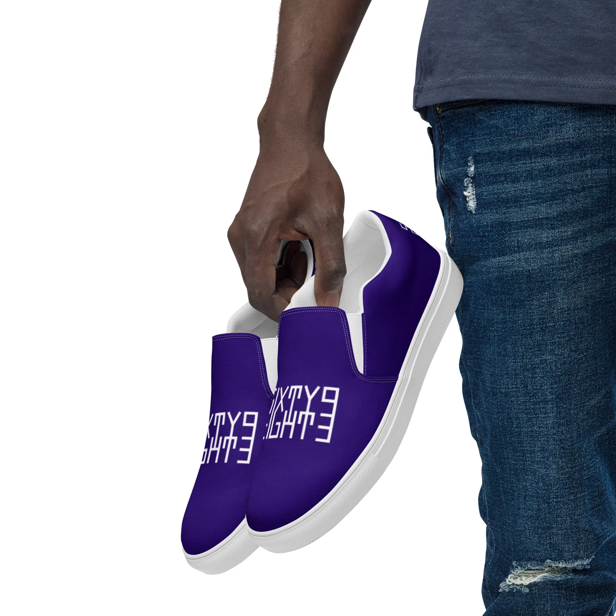 Sixty Eight 93 Logo White & Royal Blue Men's Slip On Shoes