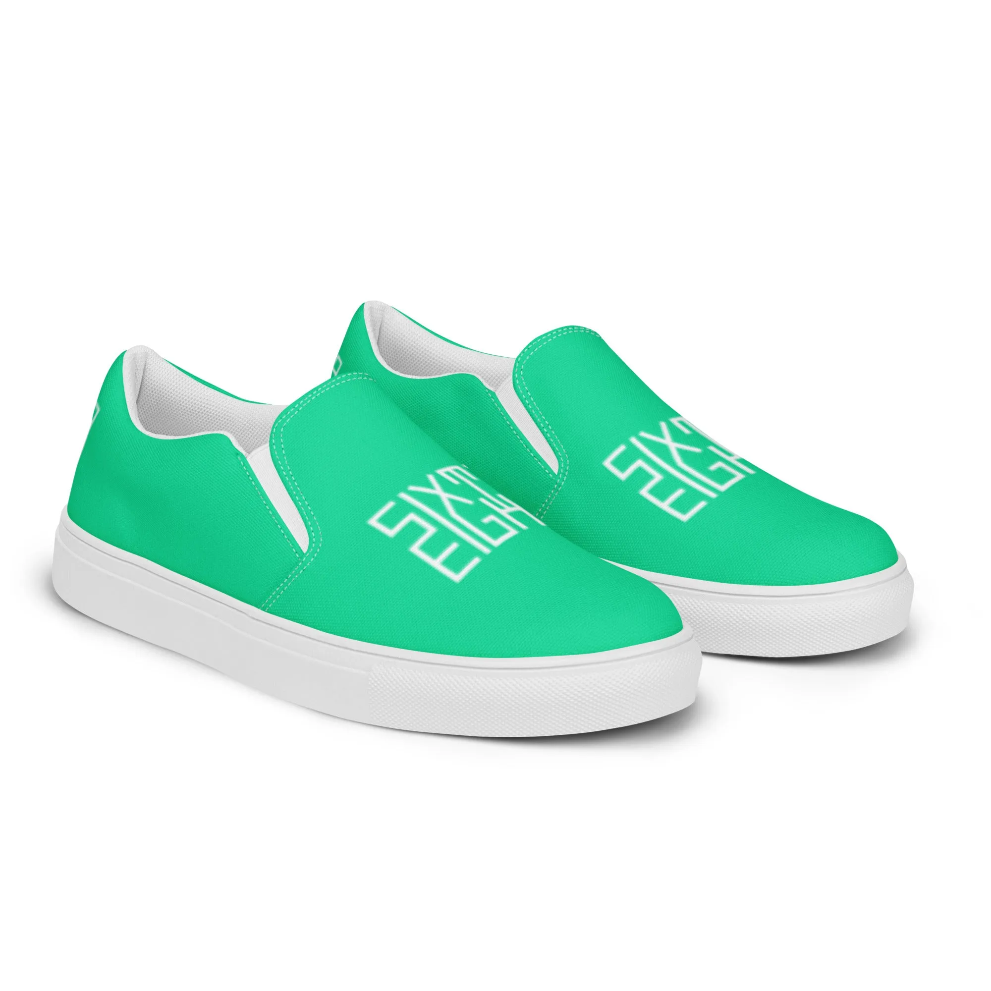 Sixty Eight 93 Logo White & Sea Green Men's Slip On Shoes
