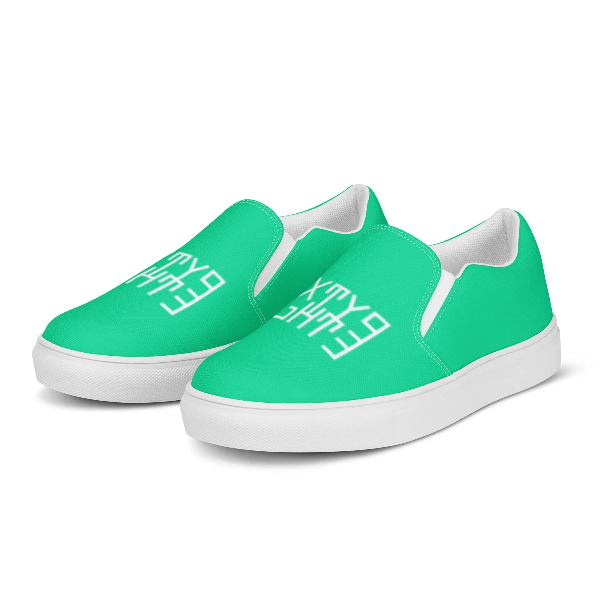 Sixty Eight 93 Logo White & Sea Green Men's Slip On Shoes