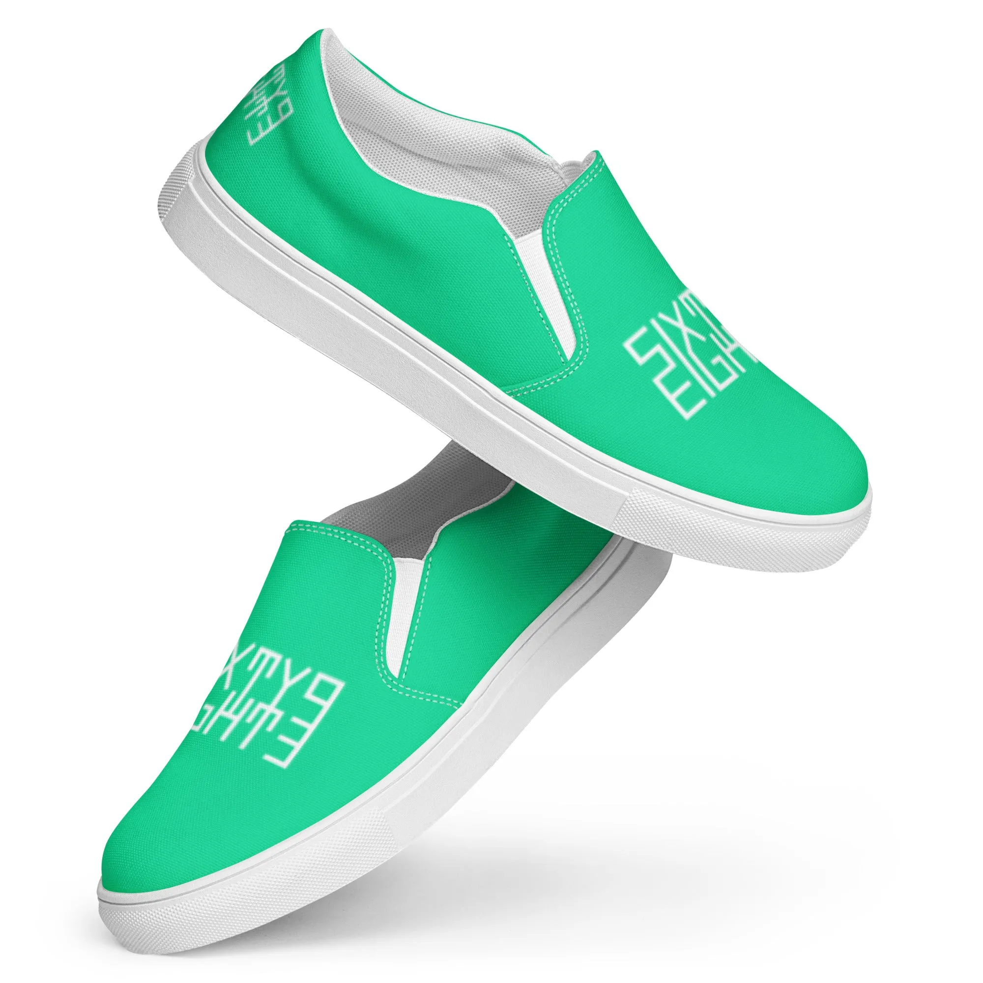 Sixty Eight 93 Logo White & Sea Green Men's Slip On Shoes