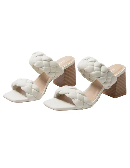 SODA Buggy Women's Braided Block Heels