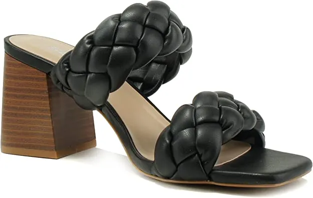 SODA Buggy Women's Braided Block Heels