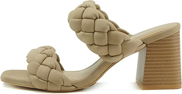 SODA Buggy Women's Braided Block Heels