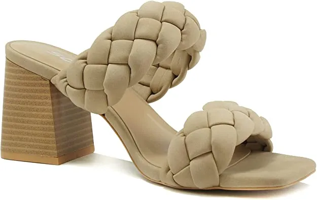 SODA Buggy Women's Braided Block Heels