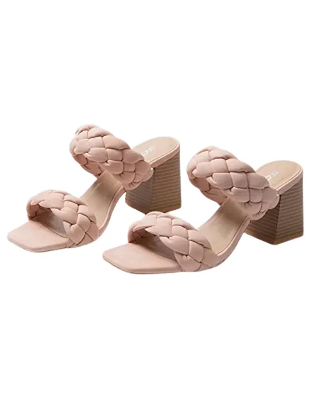 SODA Buggy Women's Braided Block Heels