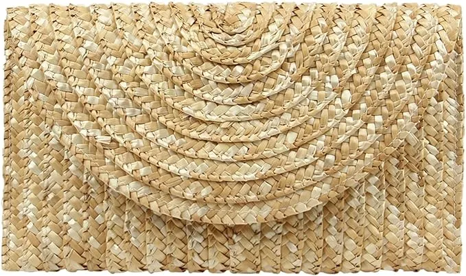 Straw Woven Envelope Clutch Bag