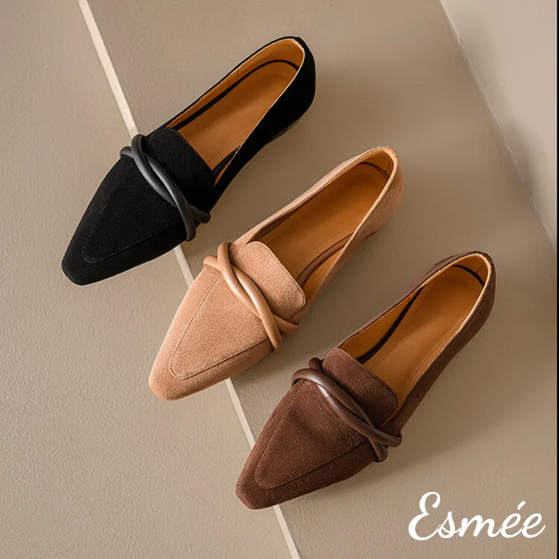 Suede Loafers with Leather Straps Design