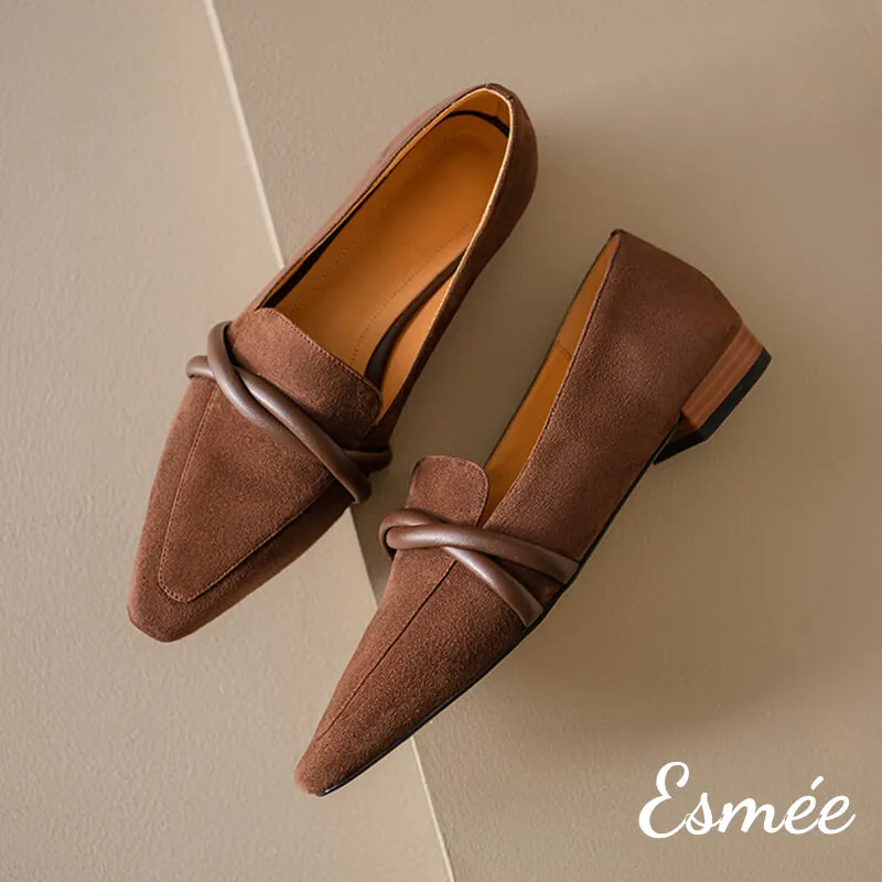Suede Loafers with Leather Straps Design