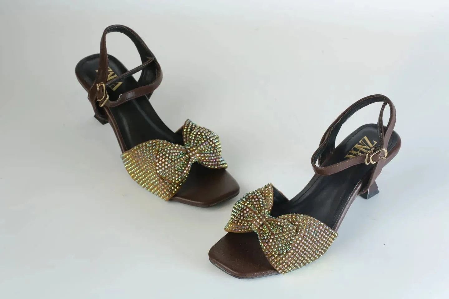 ZARA BOW FANCY SANDALS - BROWN